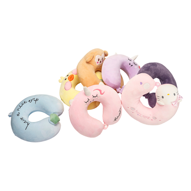 Set bantal berbentuk u mewah atas haiwan yang comel
