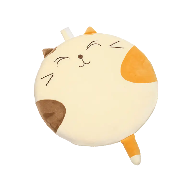 Kusyen empuk kucing bulat tersenyum putih