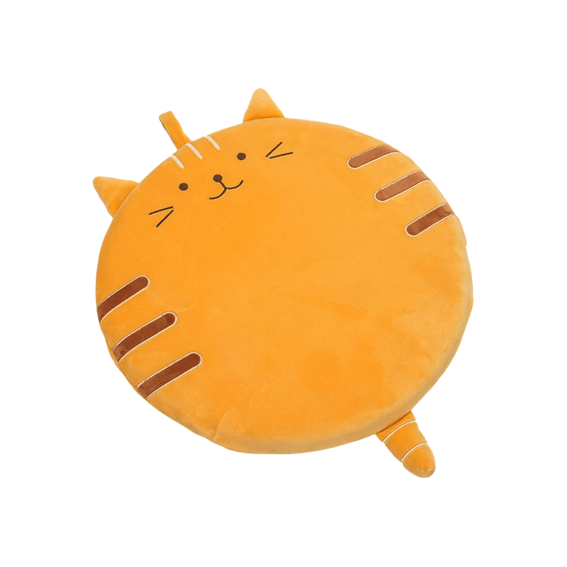 Kusyen empuk kucing bulat tersenyum oren