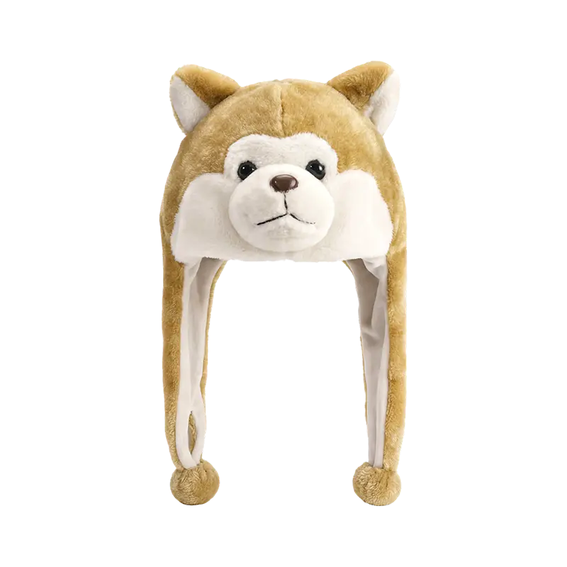 Topi mewah muka anak anjing berwarna beige
