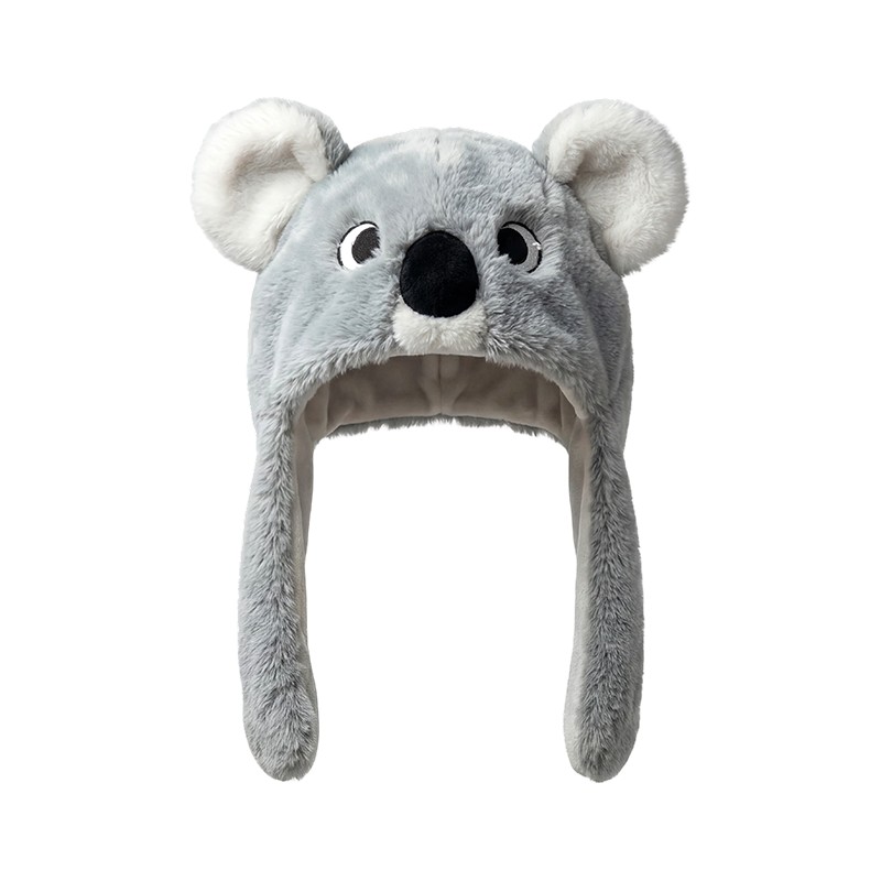 Topi telinga koala mewah kelabu