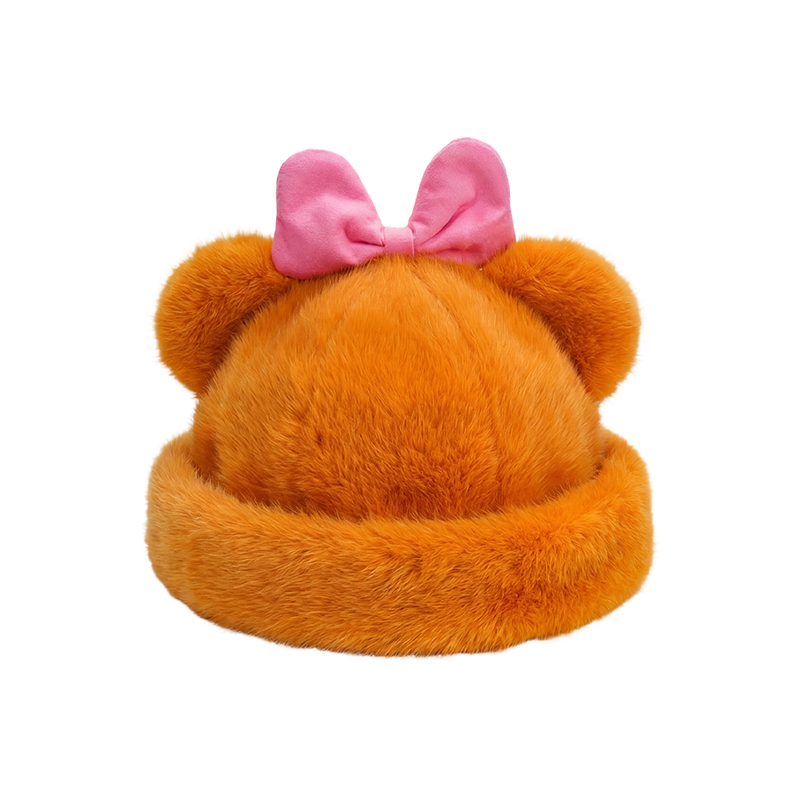 Topi mewah telinga beruang oren
