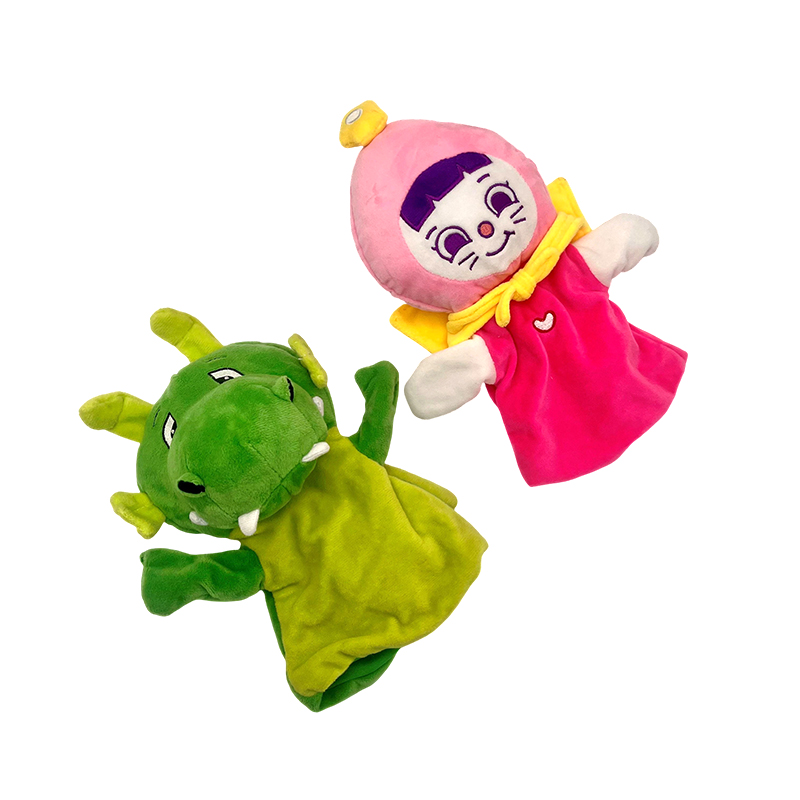 Boneka jari gadis merah jambu & naga hijau